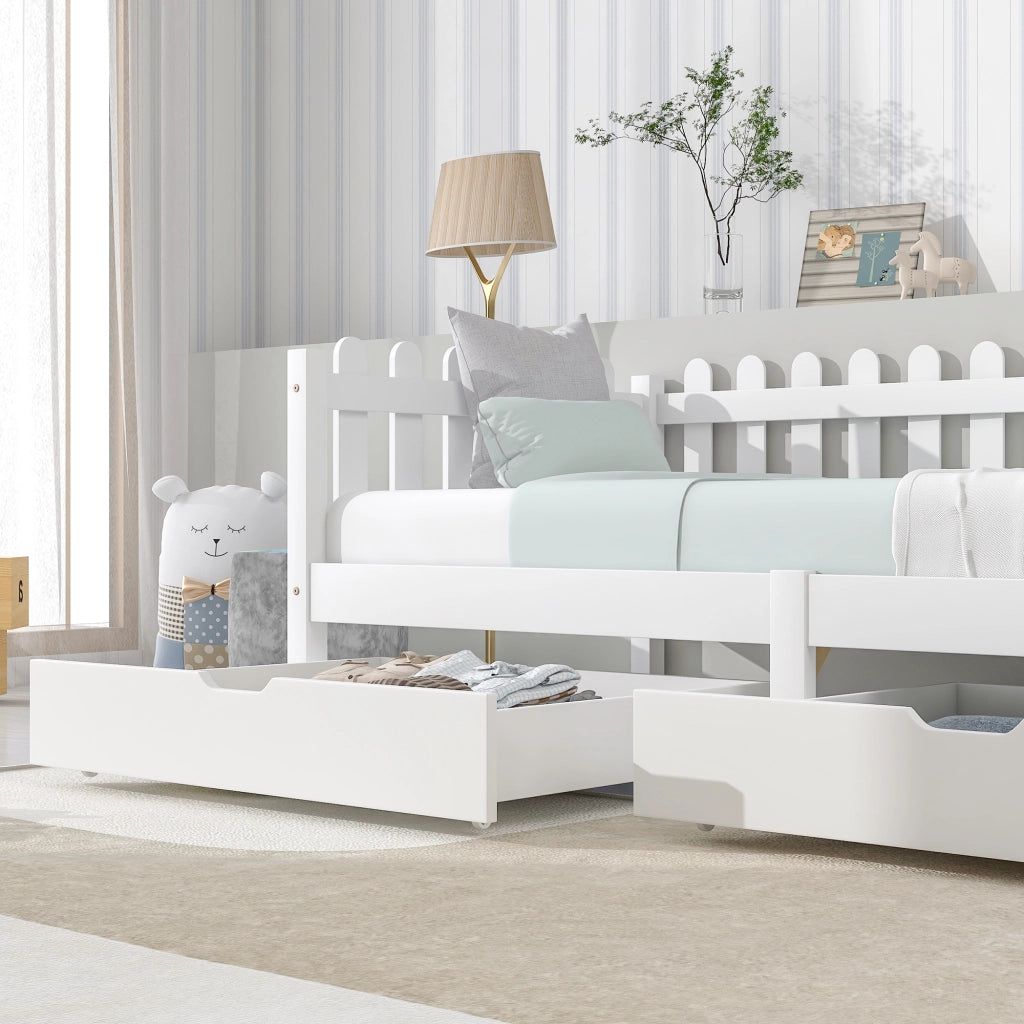Cassetti contenitore sottoletto con 2 cassetti e ruote; in MDF; per camera da letto; 93x67x20 cm