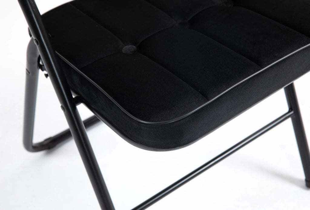 Set di 2 sedie pieghevoli imbottite in velluto nero