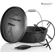 Ovenpan Gietijzeren 5.8 Litri Ø31cm - Robusto e Sostanziale - Impasto con Regolazione Standard - BBQ - Padella da Griglia - Lifter di Copertura - Padella da Cottura - Padella da Cucina - Esterno