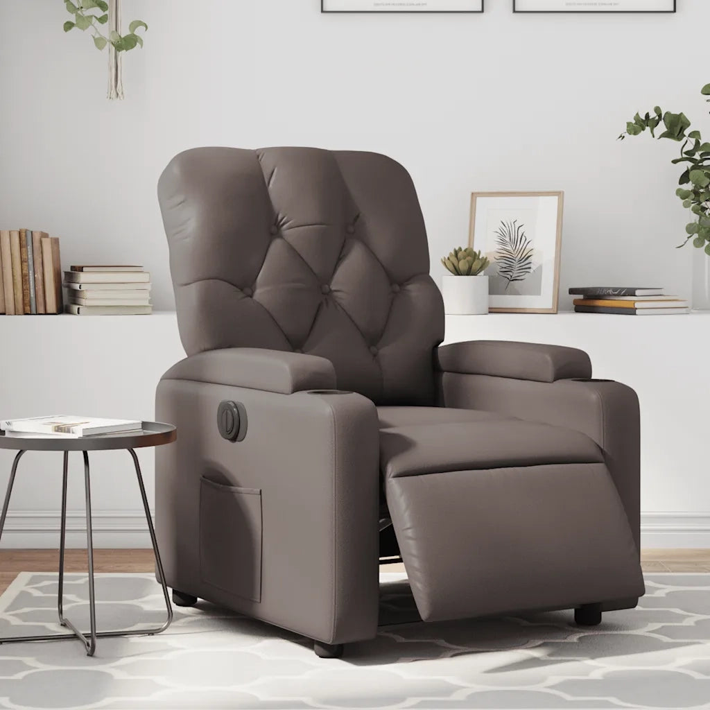 Divano Sedia-Poltrona Reclinabile Elettrica Marrone in Similpelle 587051