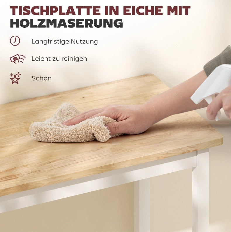 Tavolo bar compatto in legno di gomma rovere e bianco