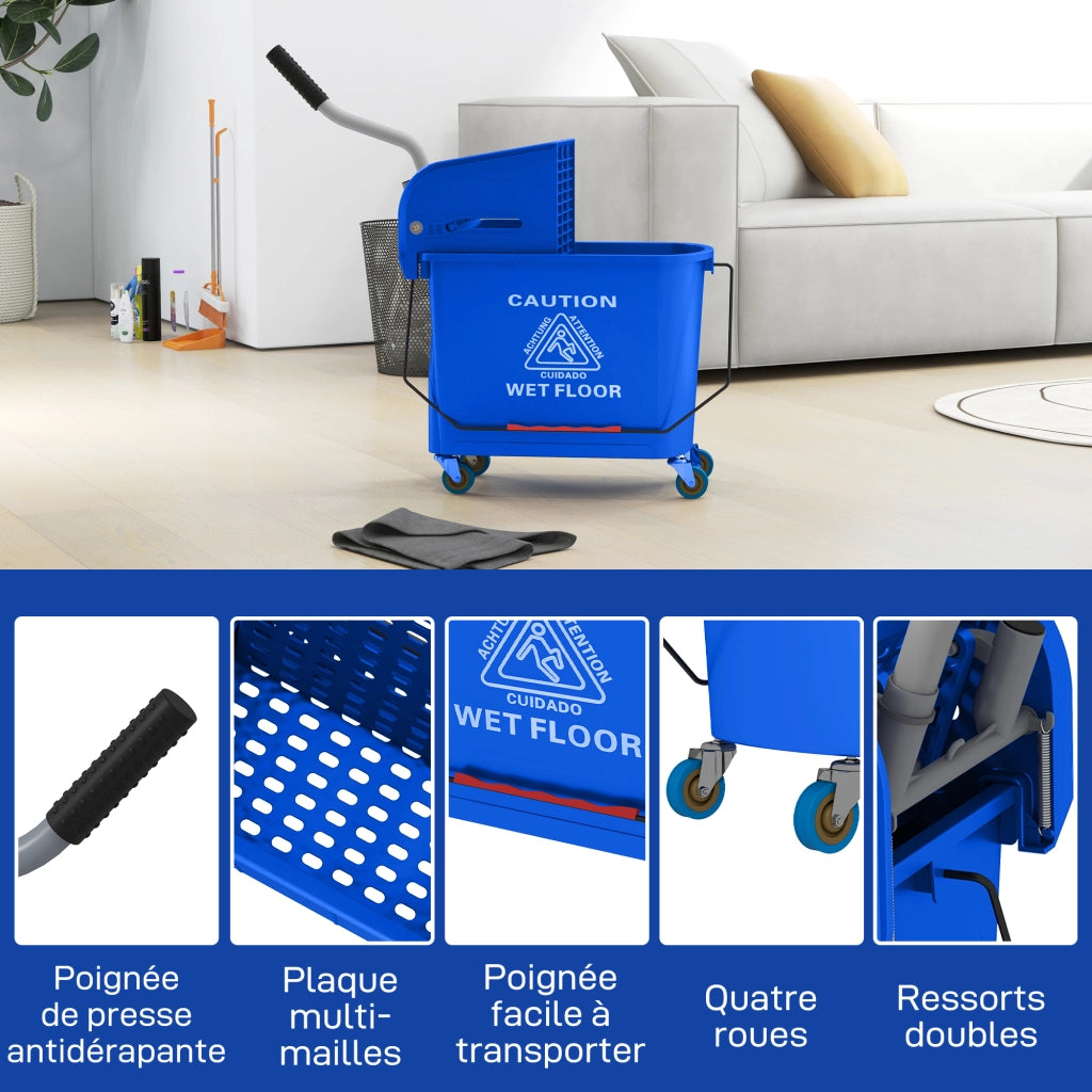 Carrello pulizie con secchio 20L ¨C Xylo ¨C con strizzatore e separatore acqua sporca 60x27x70,5cm blu