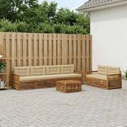 Set di divani da esterno con cuscino 7 pcs Naturale e Beige 3383061
