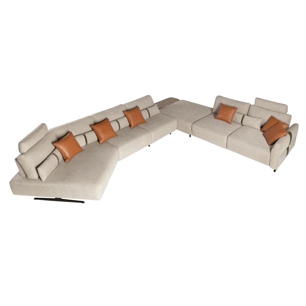 Divano chaise longue relax modulare sinistro in tessuto sabbia