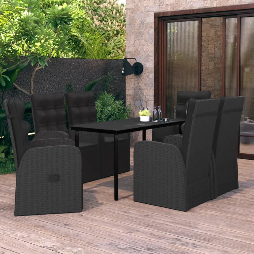 Set Mobili da Pranzo per Giardino 7 pz con Cuscini Nero cod mxl 43552