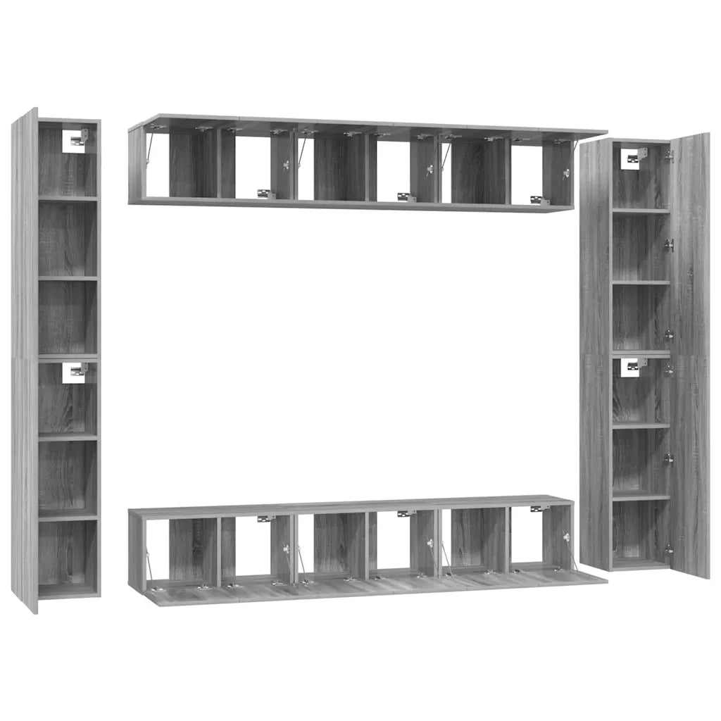 Set Mobili Porta TV 10 pz Grigio Sonoma in Legno Multistrato 3120249