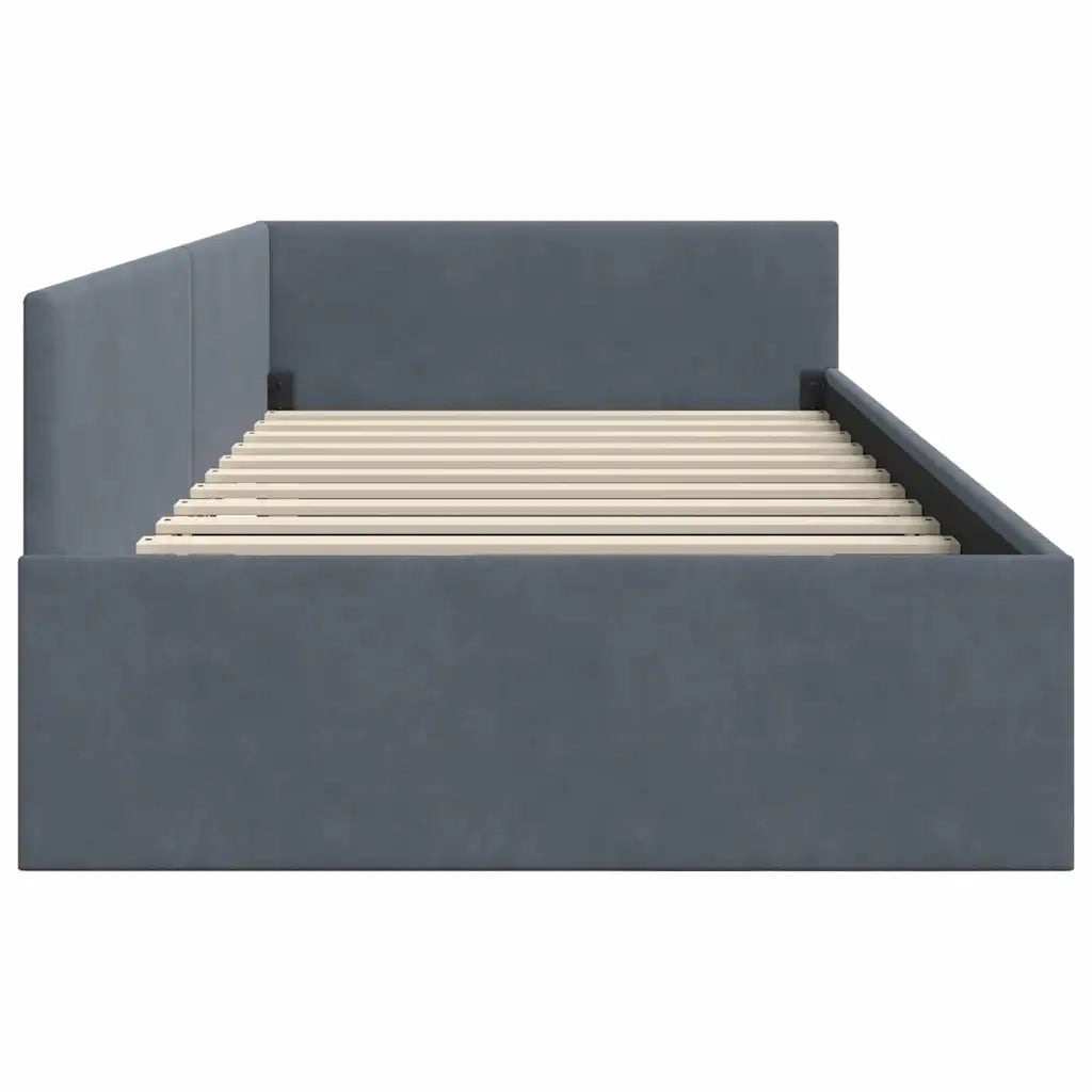 Cornice del letto ad angolo Grigio scuro 90 cm x 190 cm Velluto