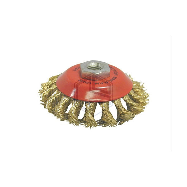 spazzola conica ACCIAIO  ritorta per flessibile 375 100f14 x f0,4 togli ruggine smeriglio pulitura travi