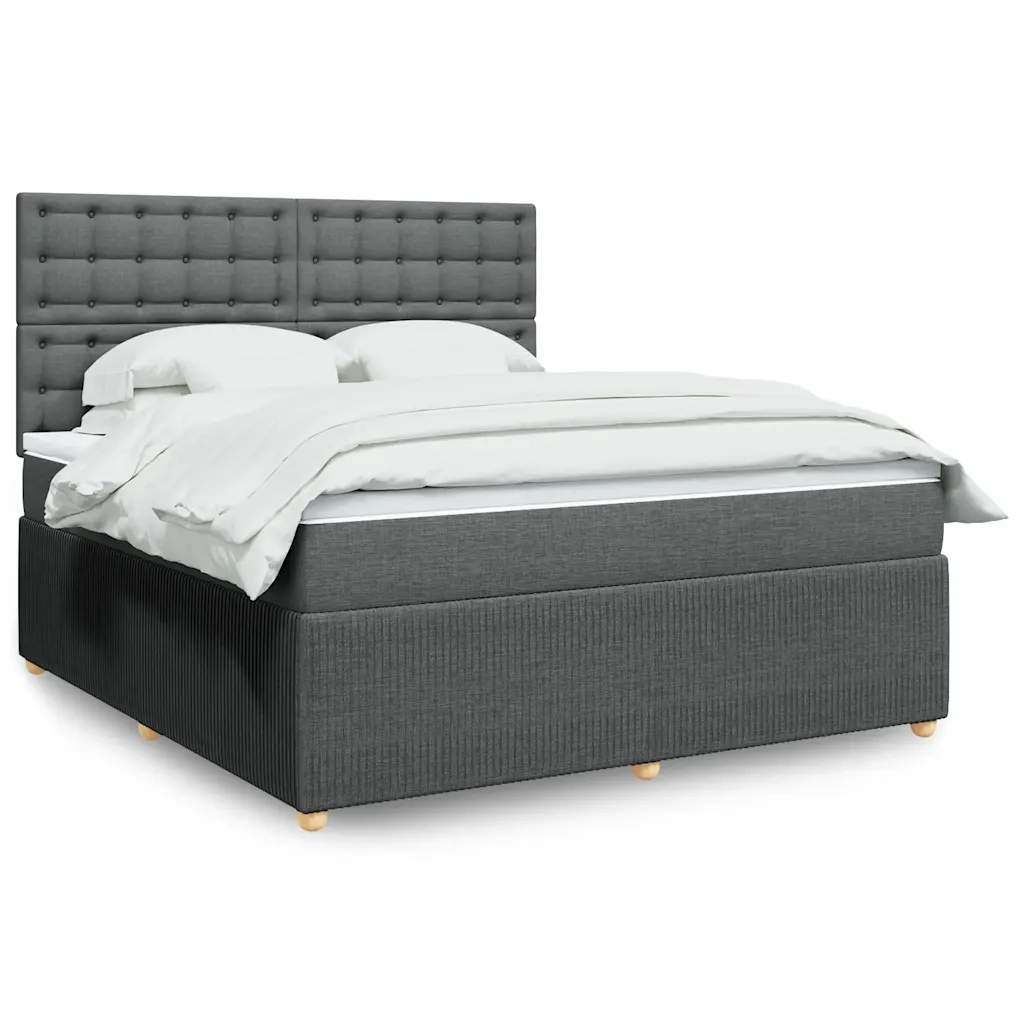 Giroletto a Molle con Materasso Grigio Scuro 180x200 cm Tessuto