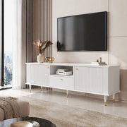 Mobile porta TV con 2 ante 1 vano aperto e 1 cassetto con passacavi per soggiorno in MDF bianco 170 × 36 × 54 cm