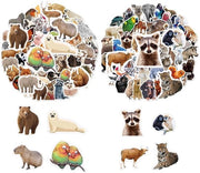 Sticker d'animale 100 pezzi - Riciclabile - Impermeabile - Autoadesivo - Multicolore - Educativo e Creativo
