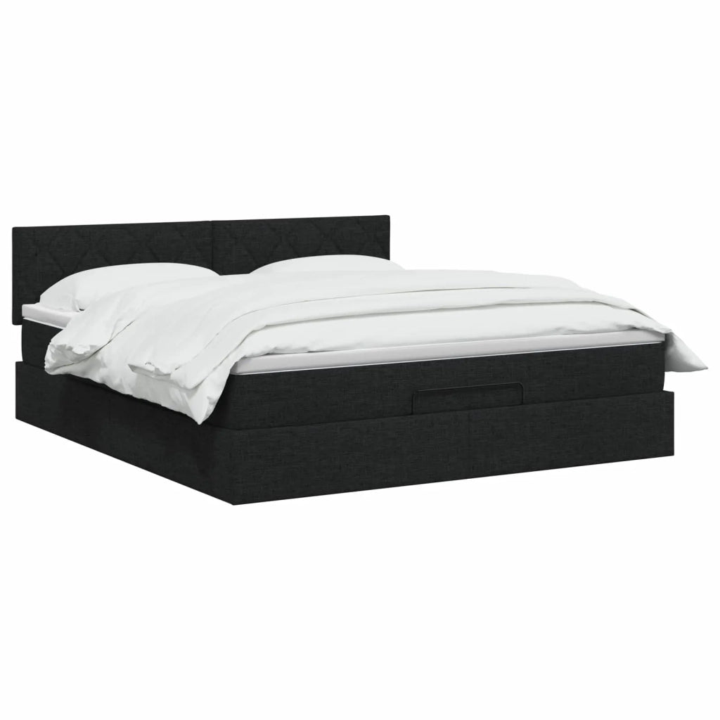 Letto ottomano con materasso Nero 140 x 190 cm Tessuto 3456408