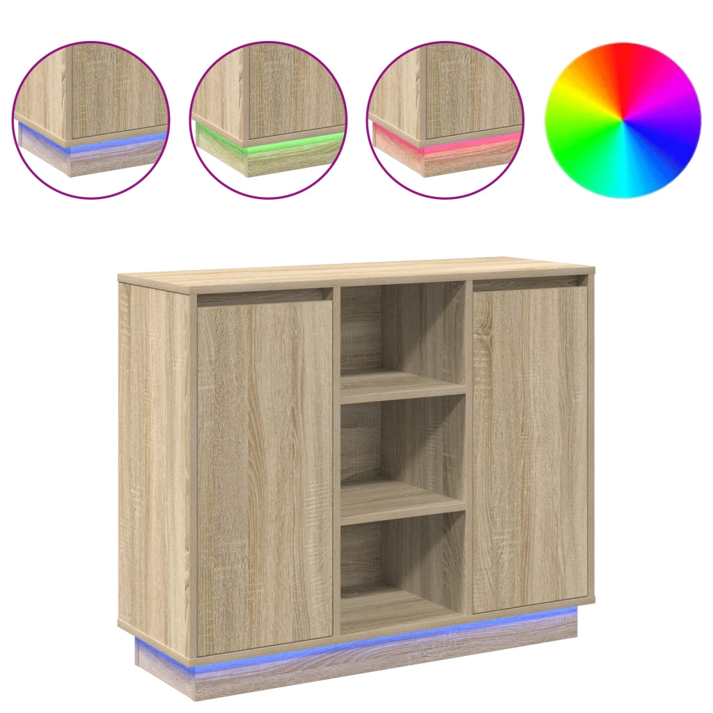 Mobile con LED Rovere Sonoma 90x32x75 cm Legno ingegnerizzato