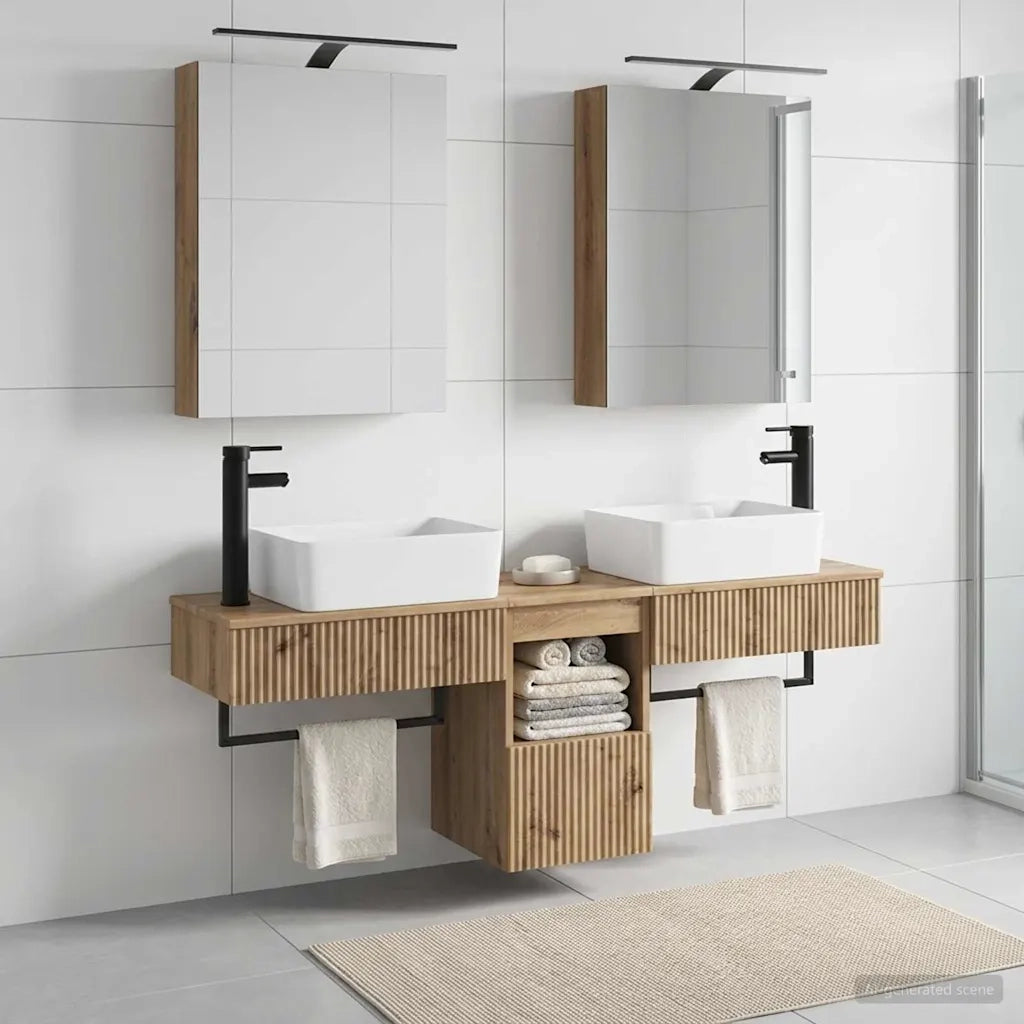 Set di Armadi da Bagno 5 pcs Rovere Artigianale 3406318