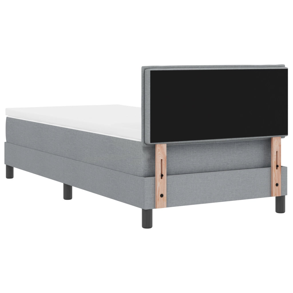 Letto a Rete con Materasso e Luce LED Grigio 90x190 cm Tessuto
