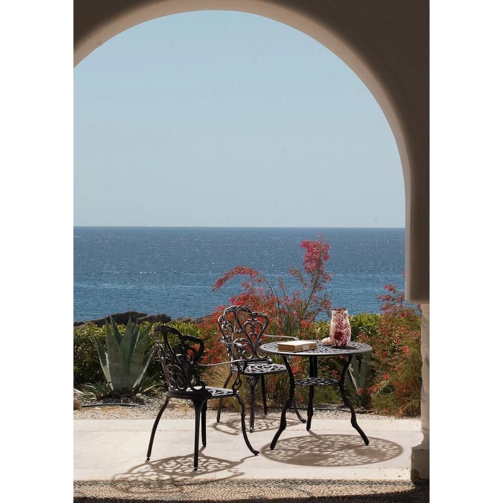 Tavolo da Giardino Rotondo in Alluminio Pressofuso con Decori - REGENCY