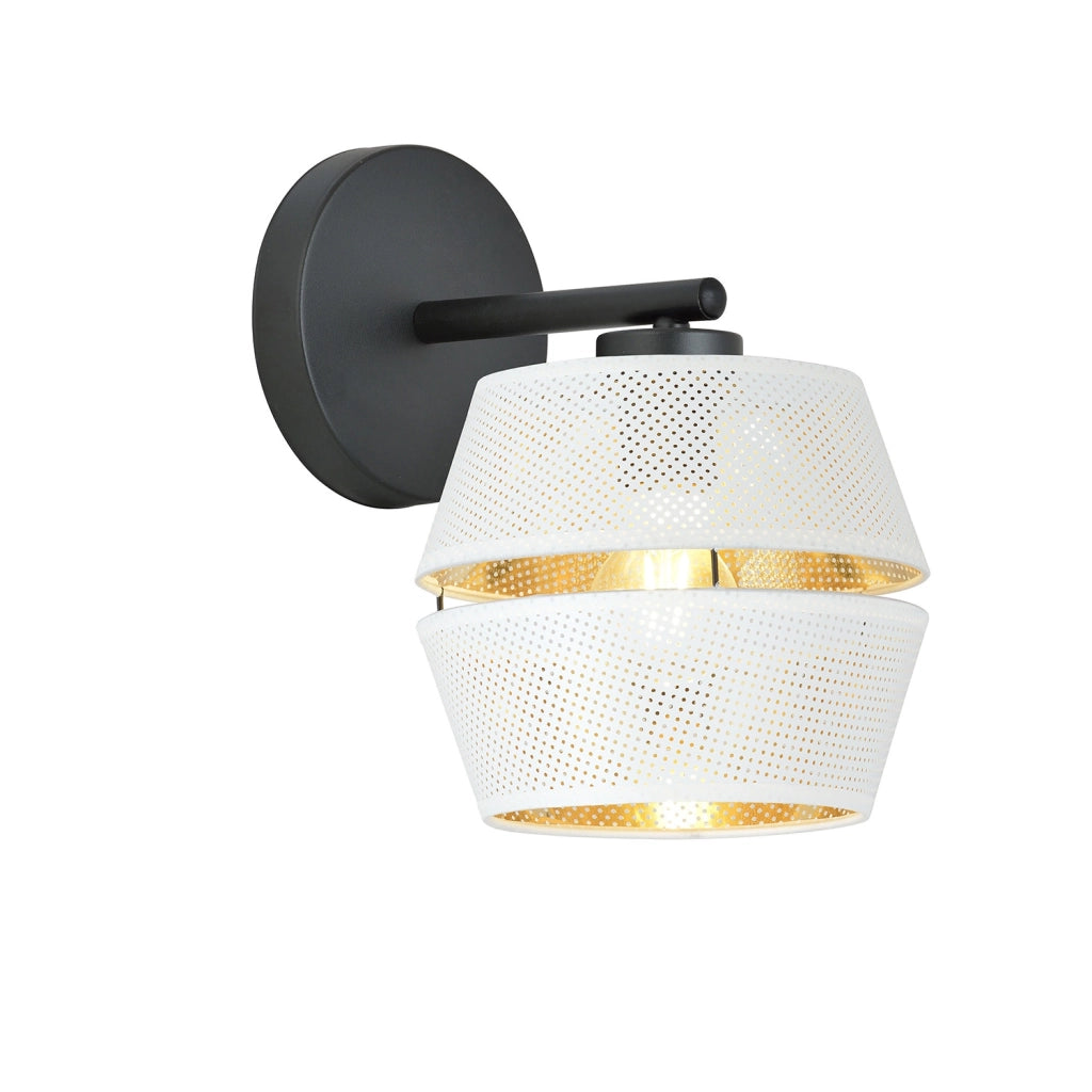 Applique Contemporanea 1 Luce Enea In Metallo Bianco E Oro