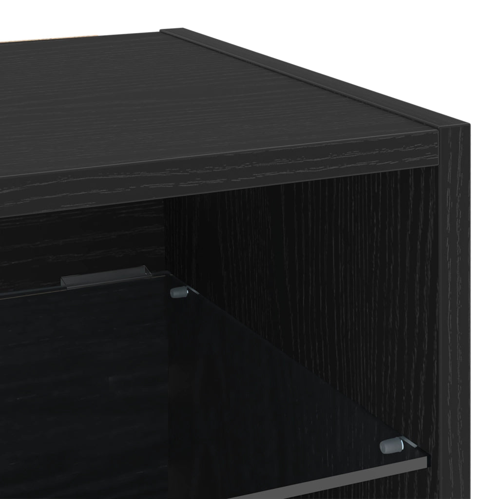 Mobile TV LED Nero Rovere 30x28,5x30 cm Legno ingegnerizzato