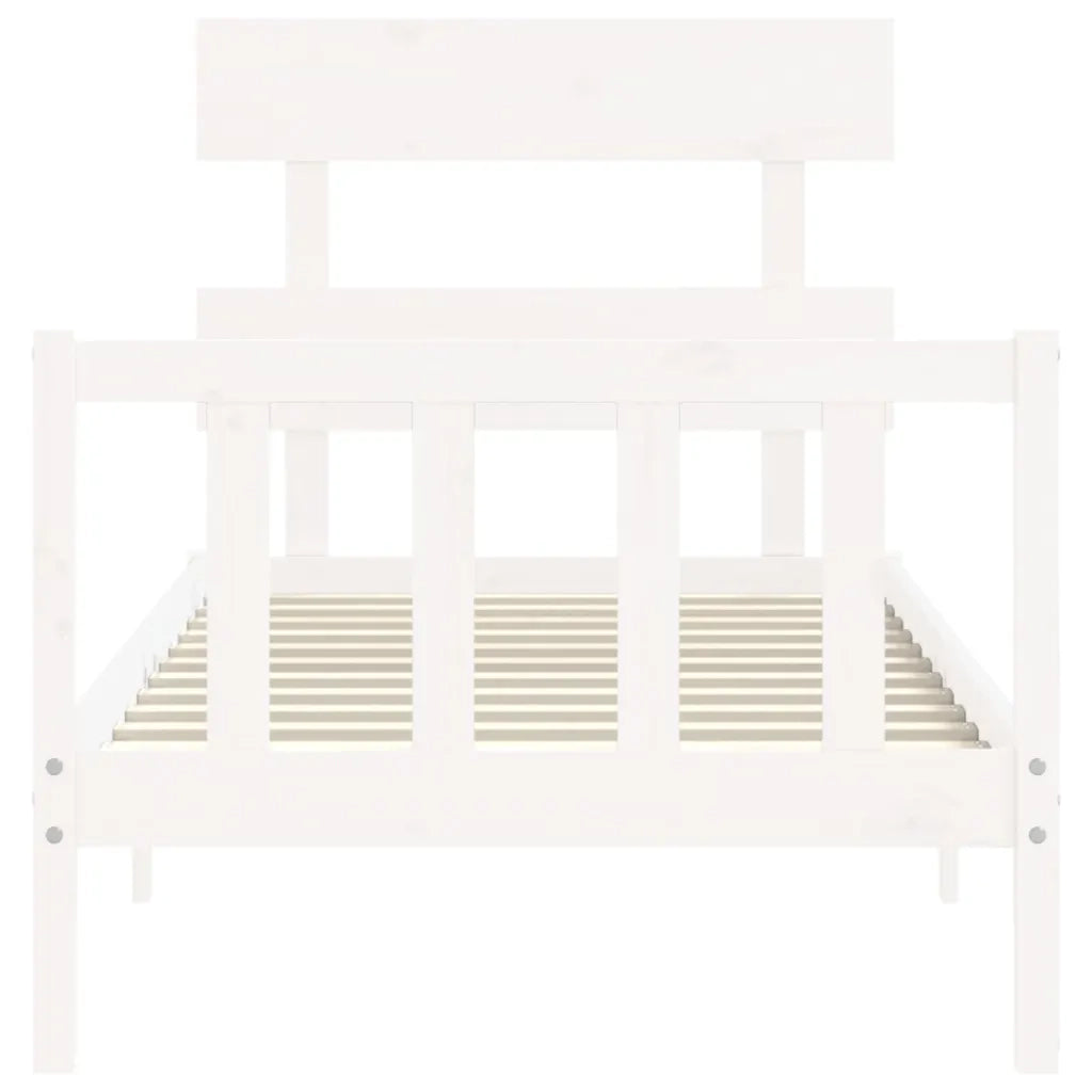 Giroletto con Testiera-Struttura Letto con testiera Bianco Single in Legno Massello 910800