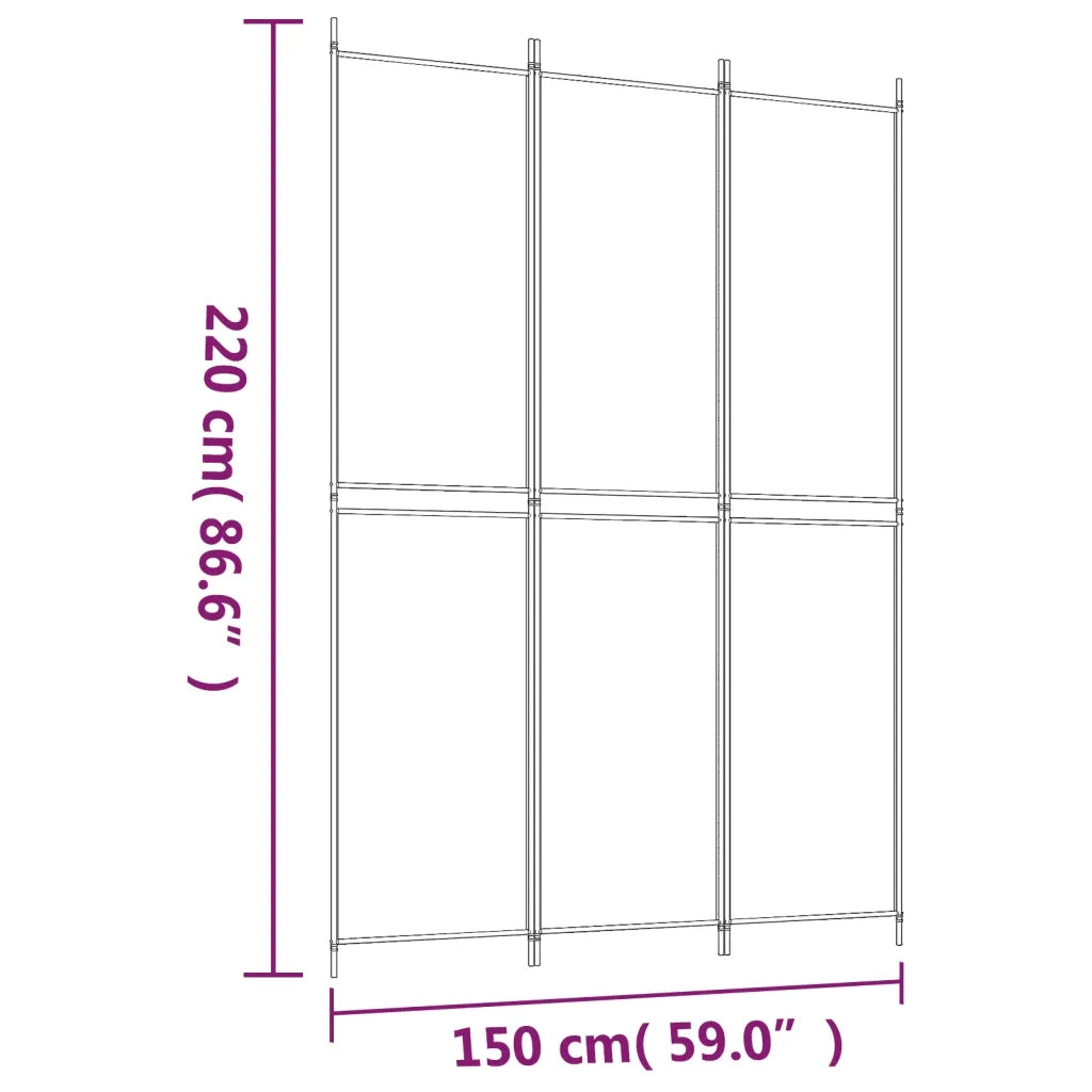 Divisorio a 3 Pannelli Antracite 150x220 cm in Tessuto cod mxl 63297