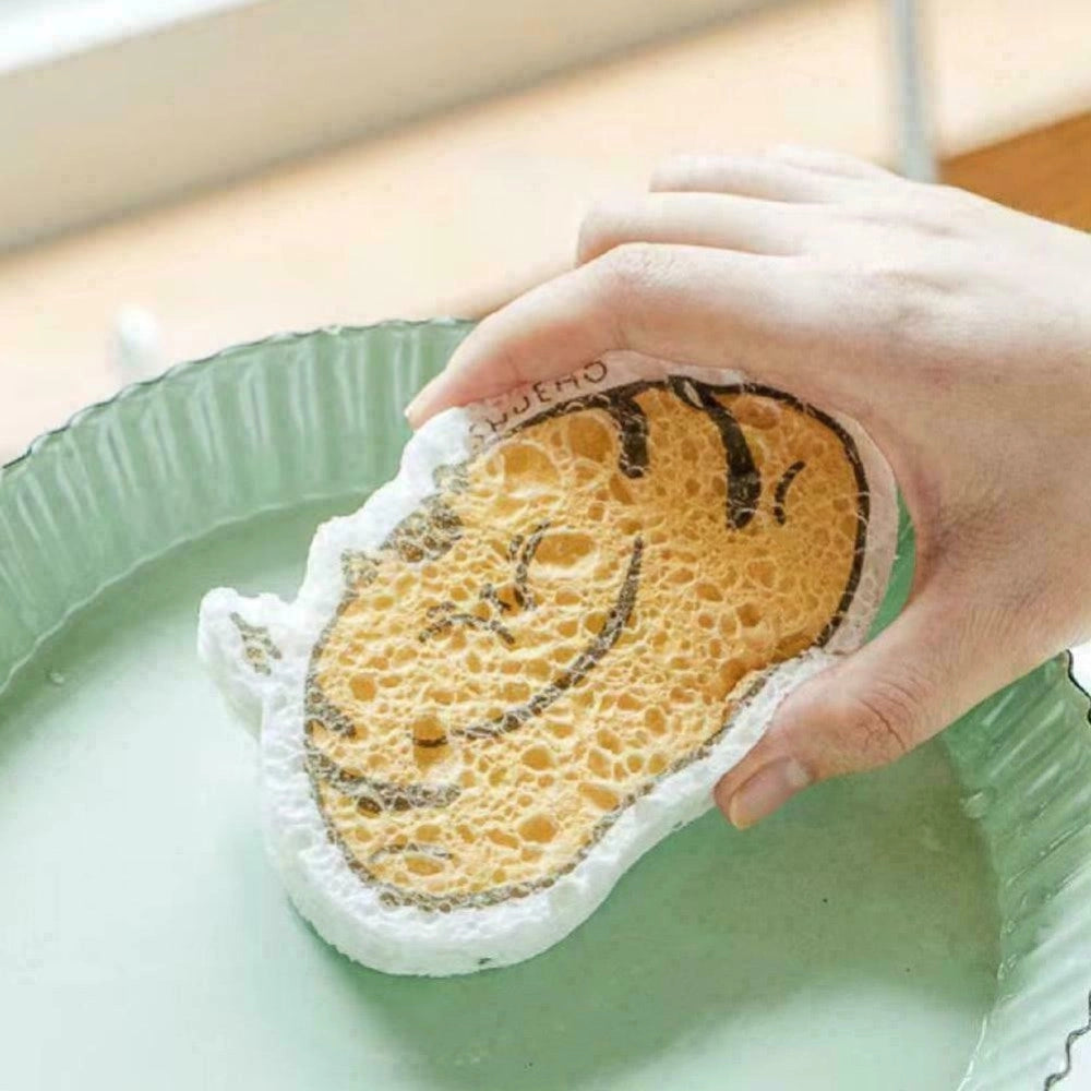 Trade Shop - Spugna Magica Ecologica In Pasata Di Legno Pulizia Bagno Cucina A Forma Animali -