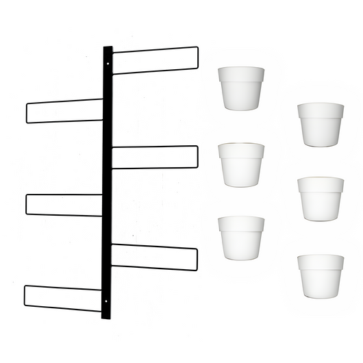 Tecnokit fioriera verticale Gemma cm 70x100 in acciaio, completa di 6 vasi pensili Comby diametro cm 14 e 6 vasi cm 10