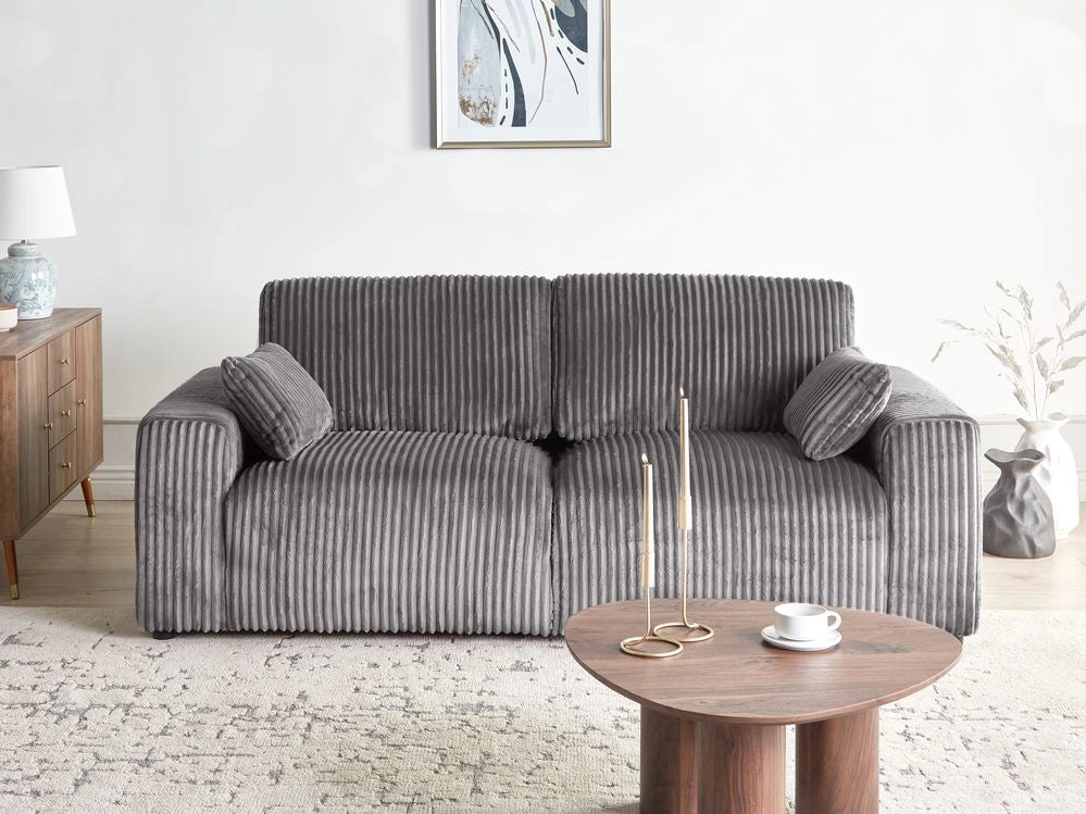 Divano in velluto a coste grigio Jumbo Cord 3 posti confortevole Soggiorno moderno retrò