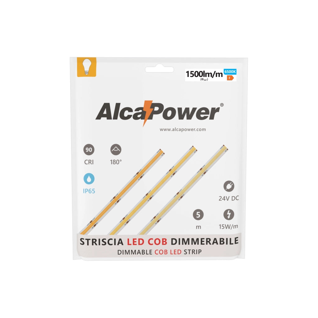 Striscia led 5m COB IP65 monocolore da 15W/MT 24V - 6000K