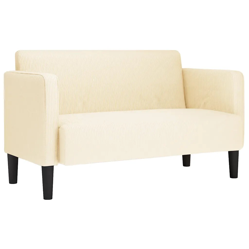 Divano Divanetto Crema 109 cm Tessuto di Velluto a Coste 4100524