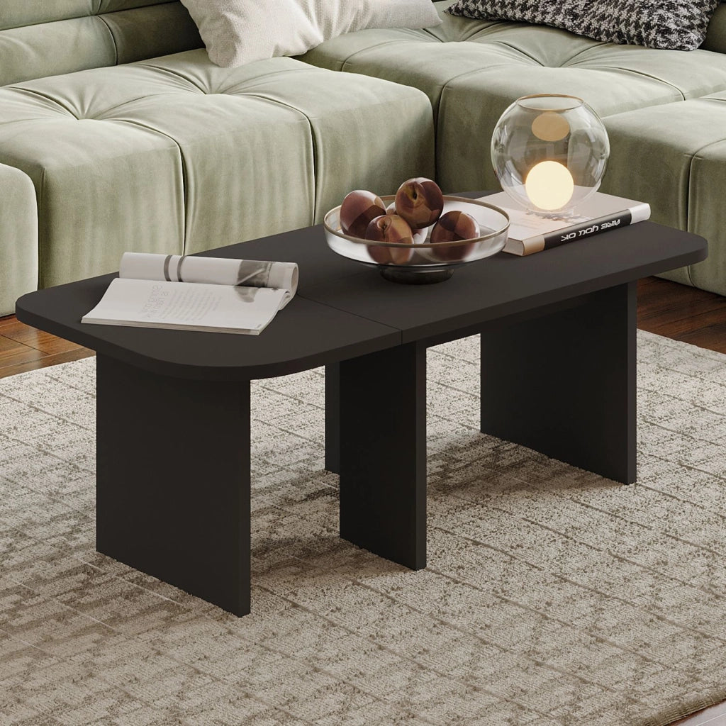 Set di tavolini in legno "Iris" - 90 x 45 x 35 cm - Grigio antracite