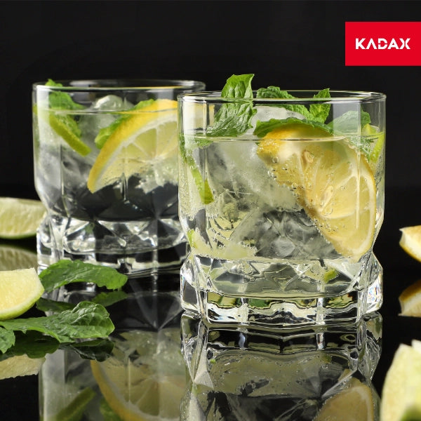 Set di 6 bicchieri KADAX per bevande e succhi di frutta, 325 ml, stile letterario.
