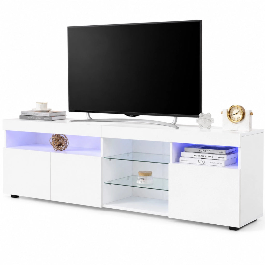 Mobile TV 180x35x48 cm; illuminazione LED variabile; MDF; bianco