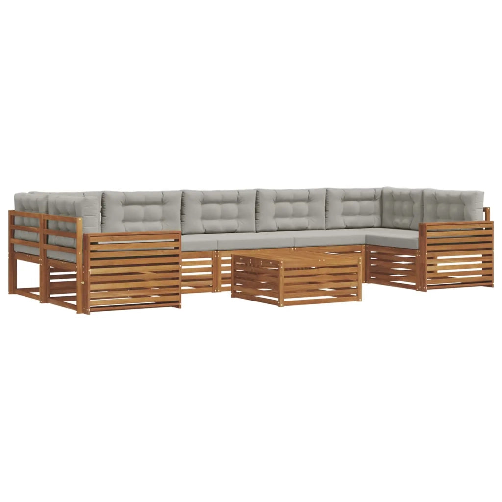 Set di divani da esterno 8 pcs Grigio Naturale e Chiaro