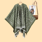 Sciarpa classica con stampa leopardata, cardigan reversibile da donna in jacquard, caldo e a prova di freddo.