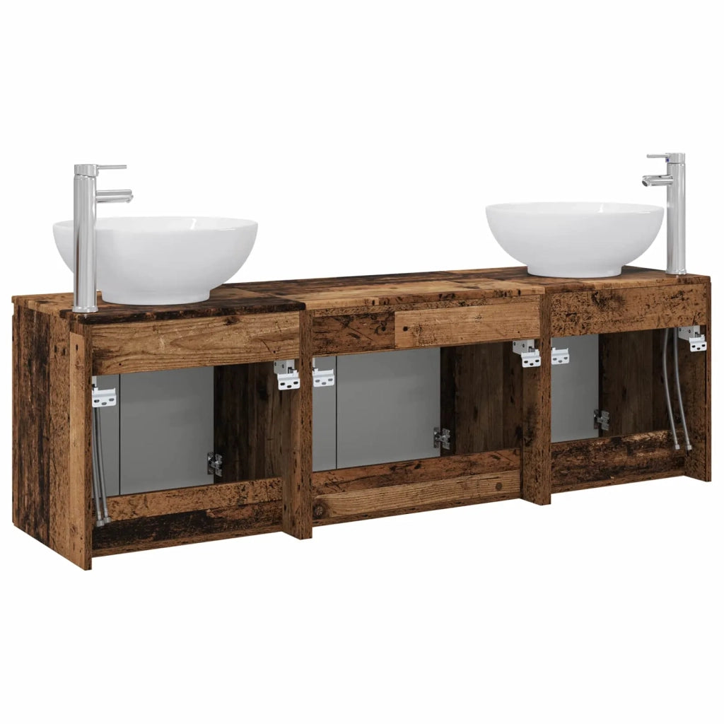 Set di Armadi da Bagno 3 pz Legno antico 49,5 x 44,5 x 65 cm 3405695