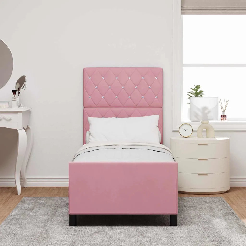 Letto a molle con testiera Rosa 80 x 200 cm Velluto 3344842