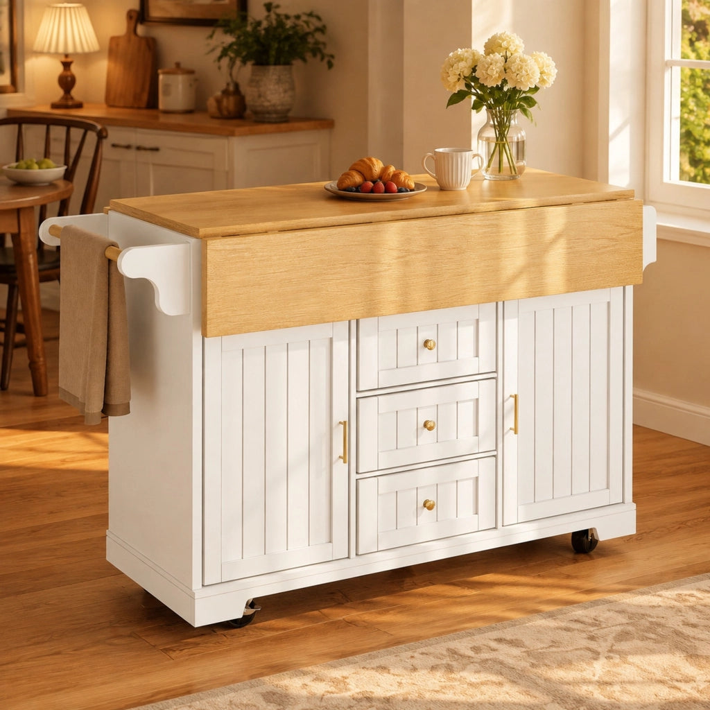 ISOLA CUCINA allungabile 120 x 80 x 95 cm MDF e metallo bianco