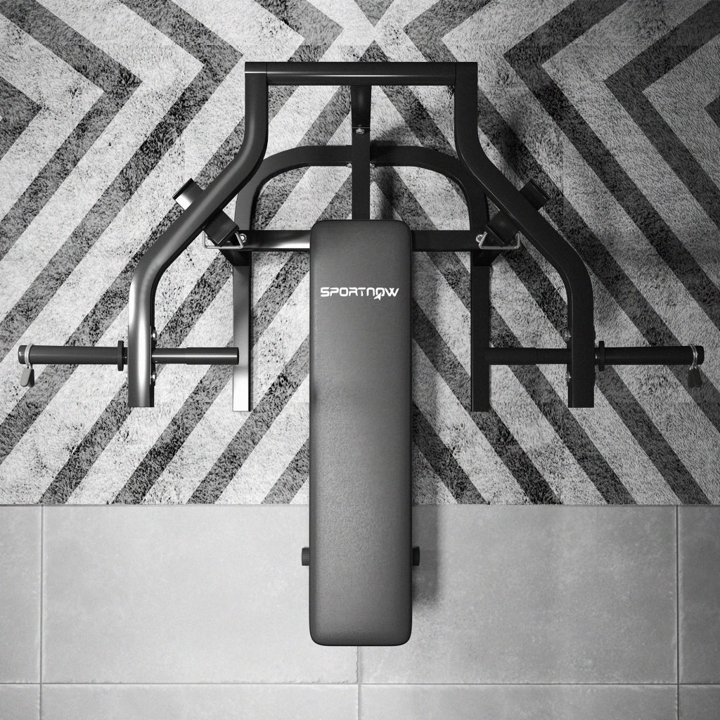 Macchina Pettorali ad Altezza Regolabile in Acciaio, 150x150x60-85 cm, Nero