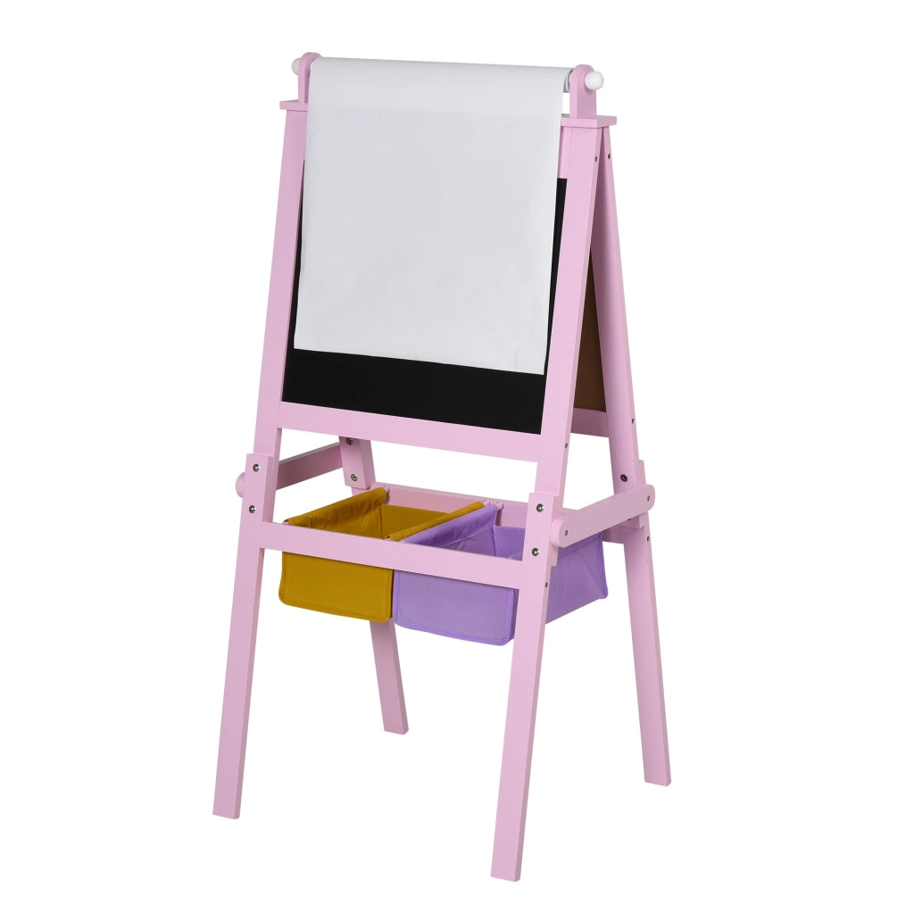 Lavagnetta per Bambini 3 in 1 ¨C zephmum ¨C Legno Rosa con Cavalletto