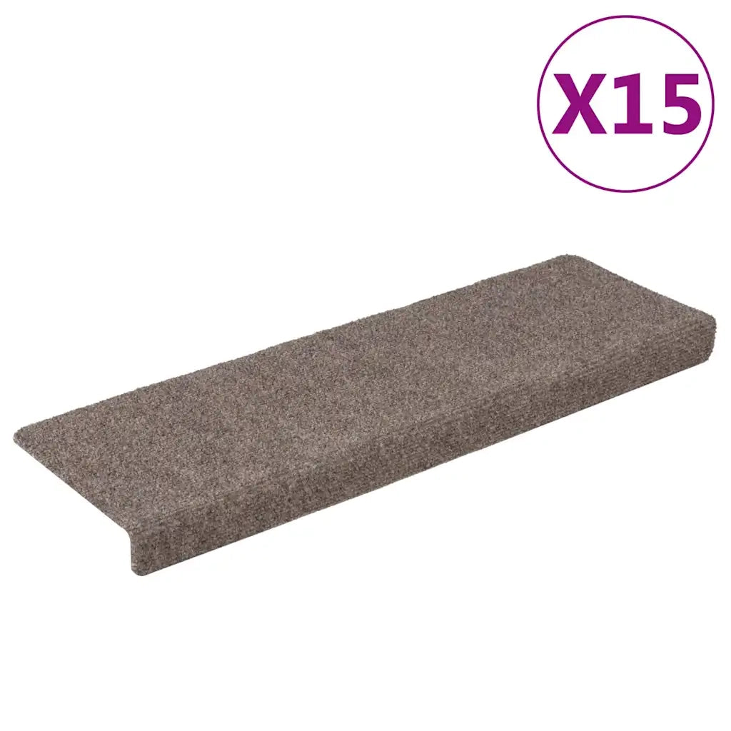 Tappetini per scale autoadesivi 15 pz | Gradini per Scale 65x21x4 cm beige bordo rettangolare