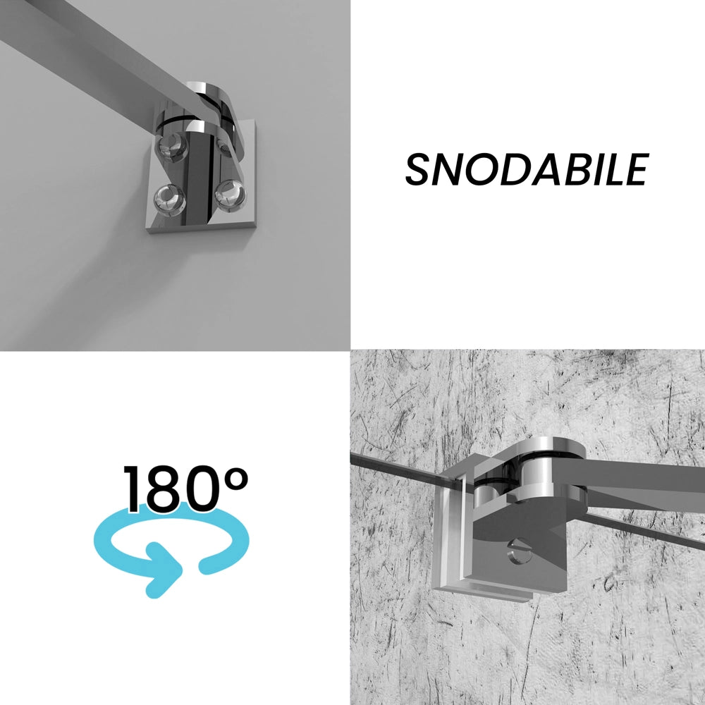 Box doccia angolare 90x80 in vetro temperato trasparente battente con profili cromo Neos