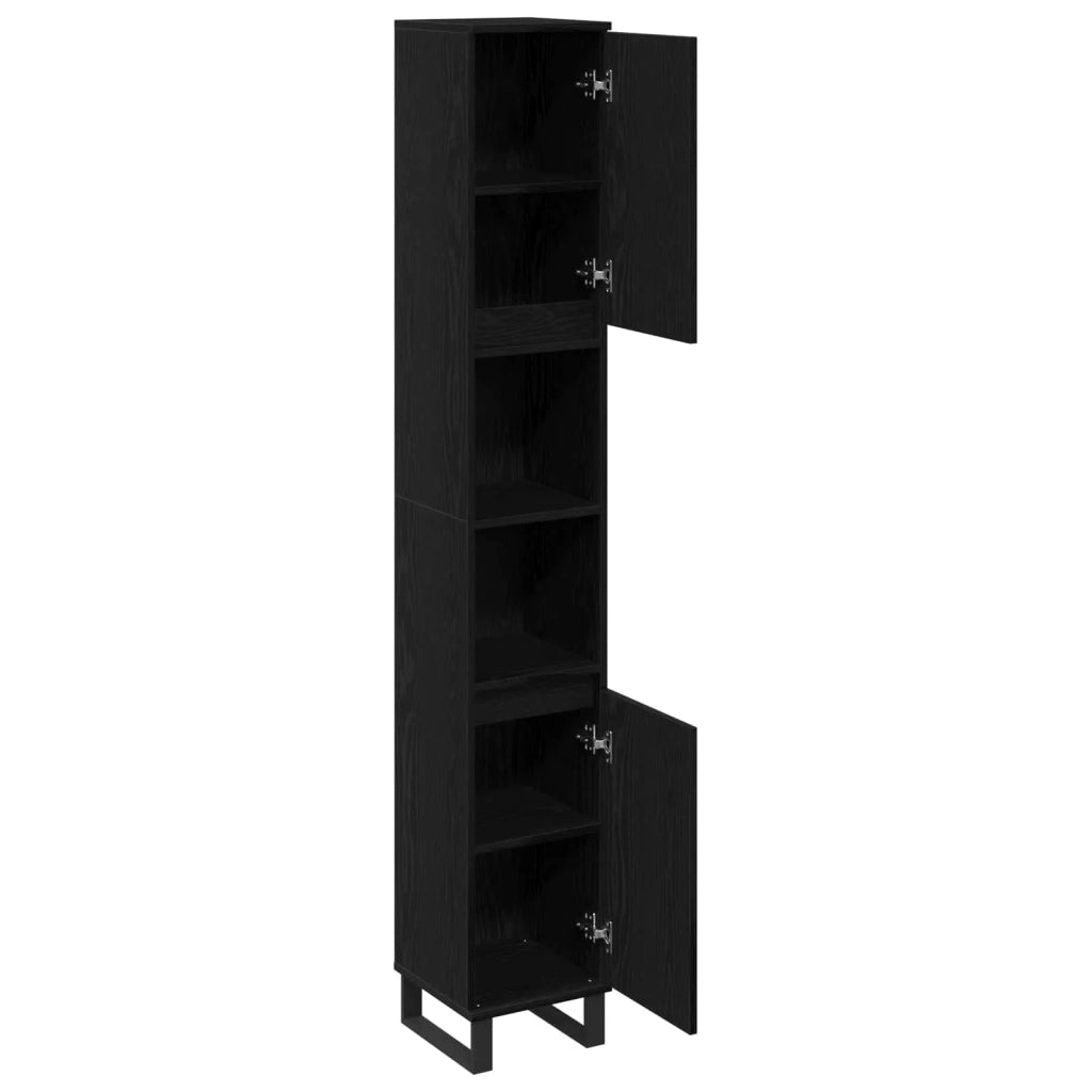 Mobile da Bagno Rovere Nero 30 x 30 x 190 cm Legno multistrato 862883