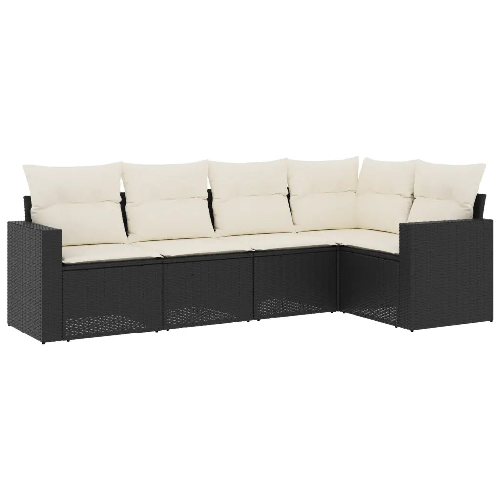 Set Divani da Giardino 5 pz con Cuscini in Polyrattan Nero 3218916