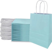 50 sacchetti di carta con manigliona - sacchetti di carta resistenti - dimensioni 21 x 8 x 15 cm - azzurro cielo
