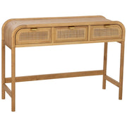 Mobile da ingresso in legno e rattan marrone 110x39x78h cm