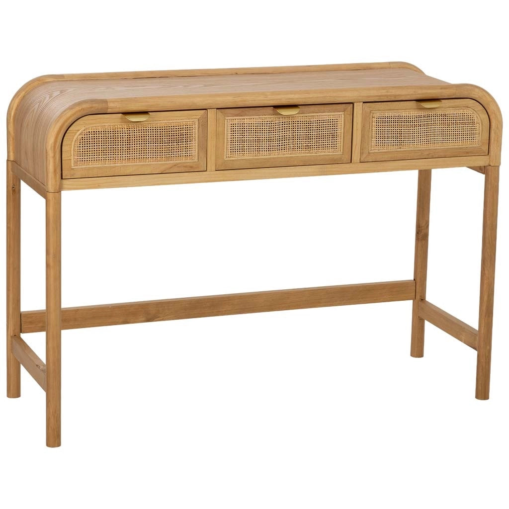 Mobile da ingresso in legno e rattan marrone 110x39x78h cm