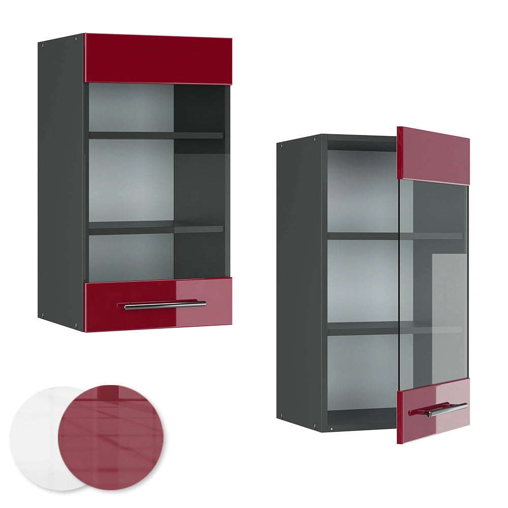 Vicco Mobile da cucina in vetro Rosso bordeaux lucido 40 cm