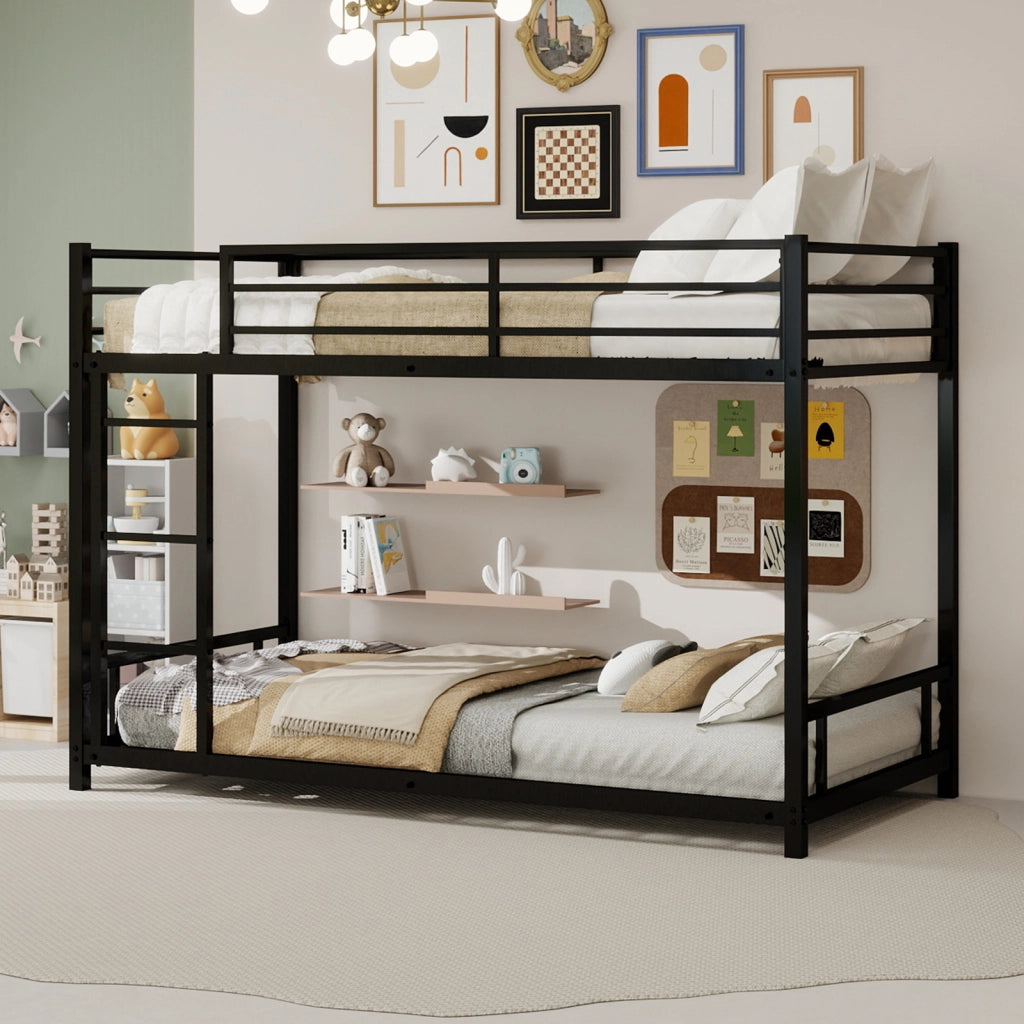 Letto a Castello in Metallo con Rete ¨C MINIMAL ¨C Nero, Struttura Stabile