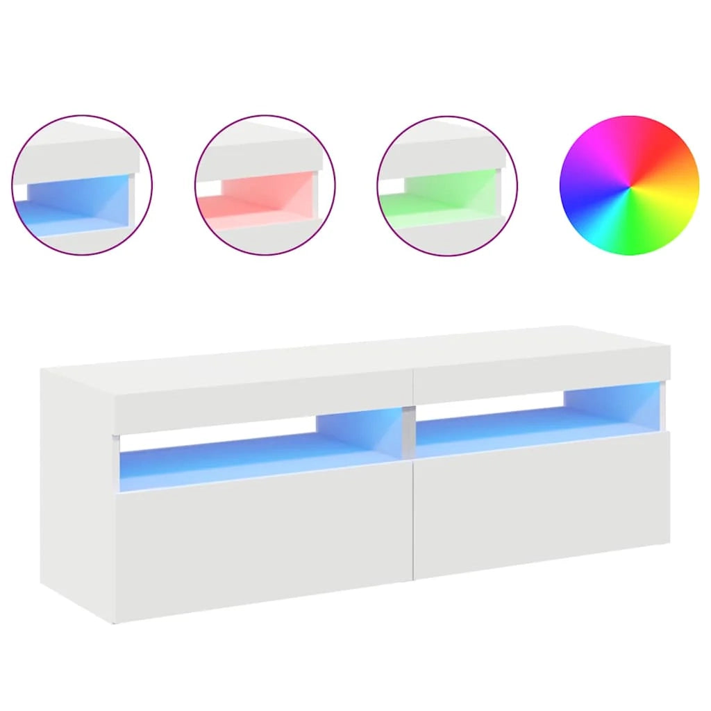 Mobile TV multimediale mensola TV credenza mobile TV per sala da pranzo soggiorno camera da letto con luci LED 2 pezzi 60 x 35 x 40 cm bianco 02_0028846