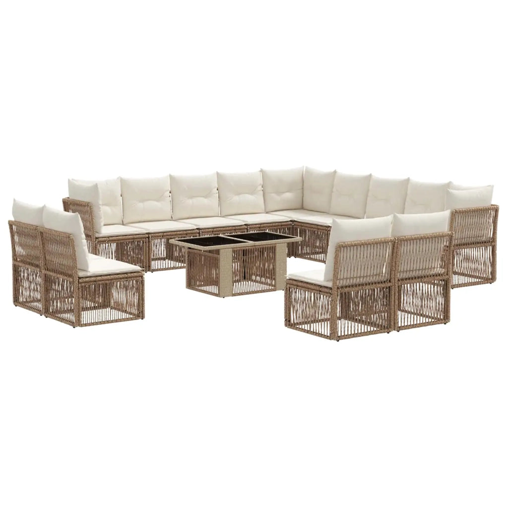 Set Divano da Giardino 14 pz Grigio polyrattan 3436563